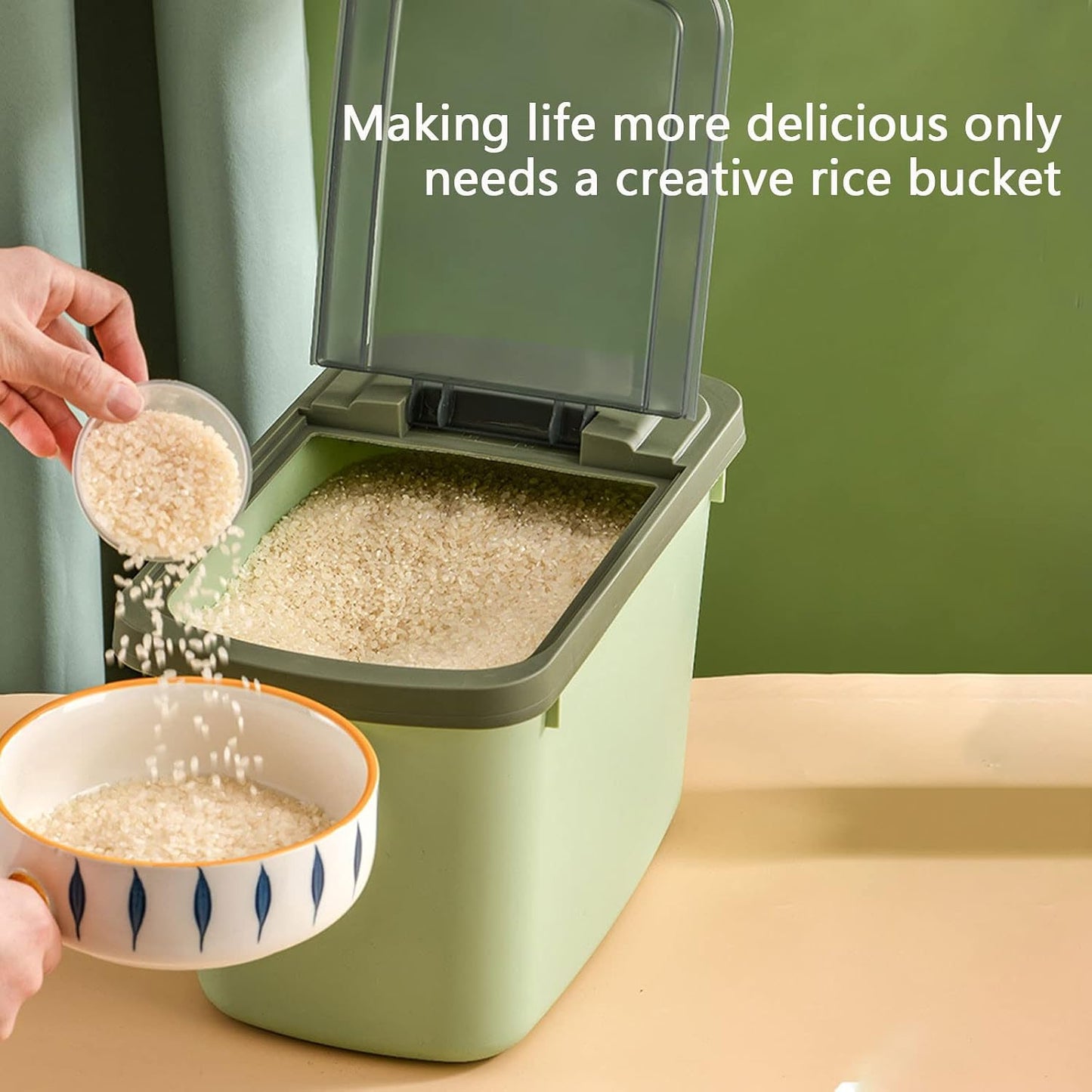 Food Storage Containers With Lids, Airtight Rice Dispenser, Large Capacity Storage Bins, BPA Free Plastic Sealed Holder Bin Dispenser, Pet Food Container, Rice Bucket for Cereal Grain Flour (white)
