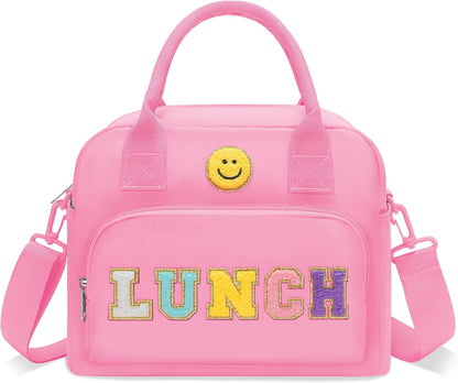 RLGPBON Insulated Lunch Bag Teen Girls, Preppy Lunch Box Large Insulated Lunch Bag Reusable Lunch Tote Bag, Preppy LunchBag for Girls School Travel Picnic