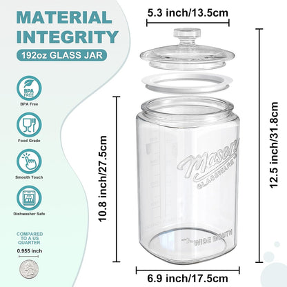 Ritayedet 2 Pack 1 Gallon Cookie Jars, Sourdough Starter Jar with Lids | Wide Mouth Food Storage Containers for Flour, Sugar, Sourdough Starter, Candy, Coffee, Dog Treat, Apothecary, Laundry