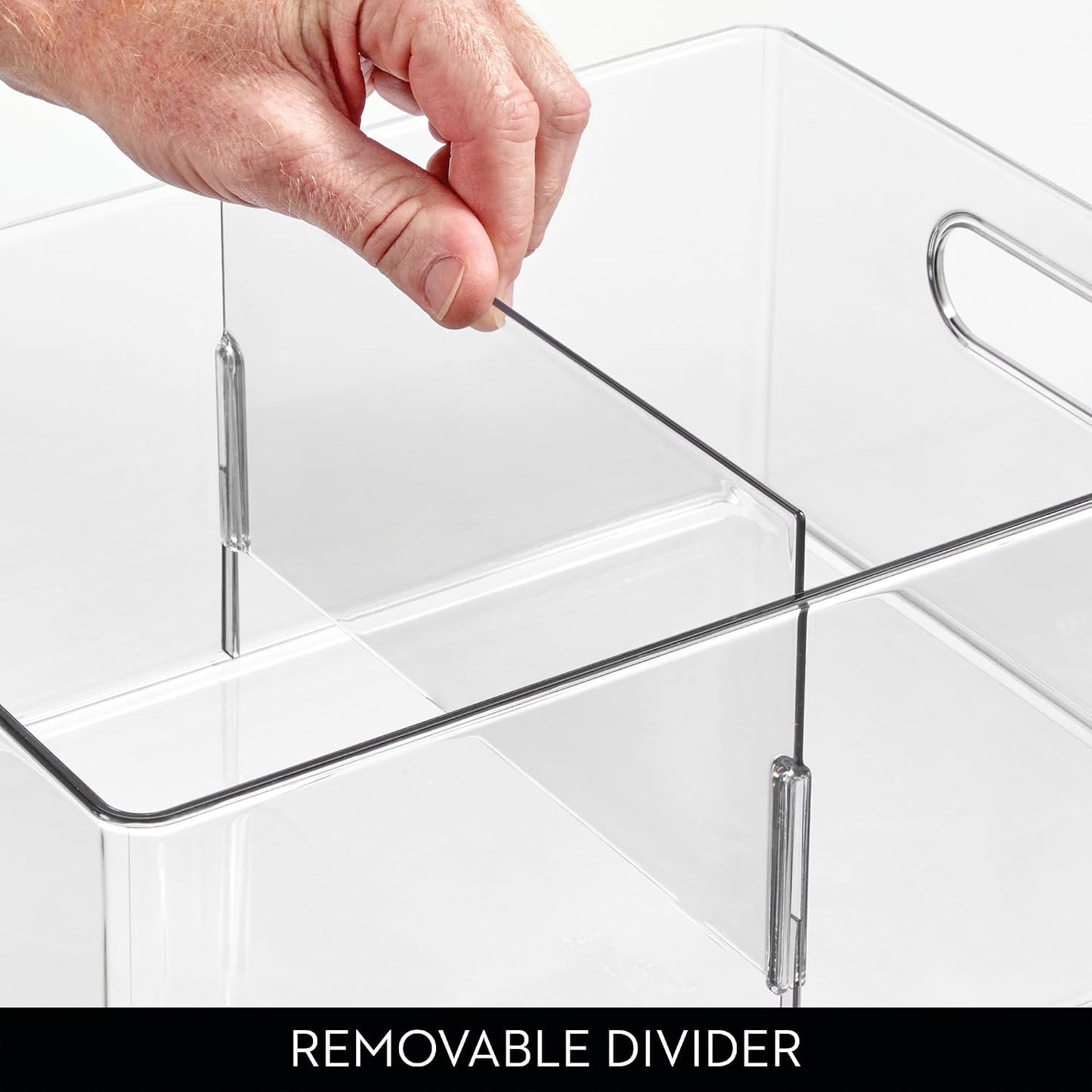 iDesign Divided All-Purpose Bin for Kitchen and Pantry Storage - Set of 2 - Clear - Made in USA