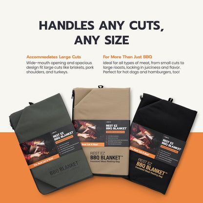 Rest EZ BBQ Blanket® - Insulated Meat Resting Bag for Moisture Retention and Tender BBQ - Heavy-Duty with Wide Mouth Design for Briskets, Pork Shoulders, Steaks