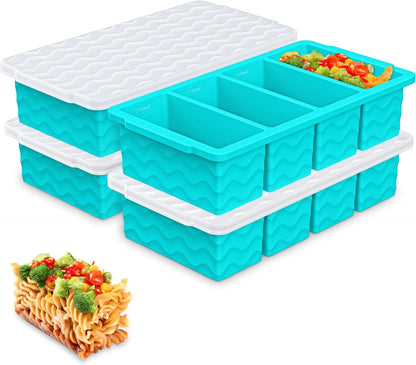 Doasuwish Silicone Freezer Molds for Soup with Lid – 1-Cup Soup Container Style Ice Cube Trays for Freezer, Meal Prep & Food Storage, Freeze 250mL/125mL Portions – 2 Pack