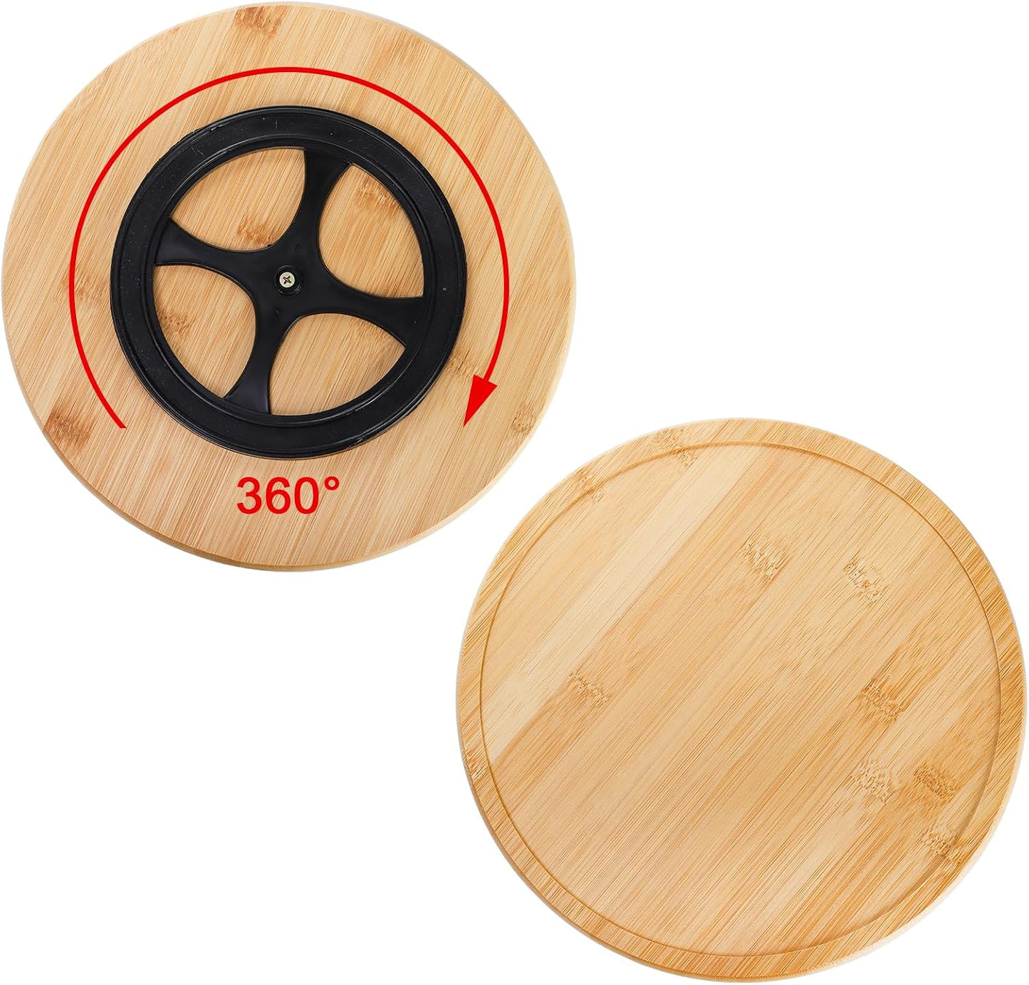 AVLA 11" Ceramic Divided Serving Dishes, Lazy Susan Party Appetizer Platter, 6 Removable Snack Bowl with Rotatable Bamboo Tray, Porcelain Relish Tray for Chips and Dips, Candy, Nut, Condiment, Veggie