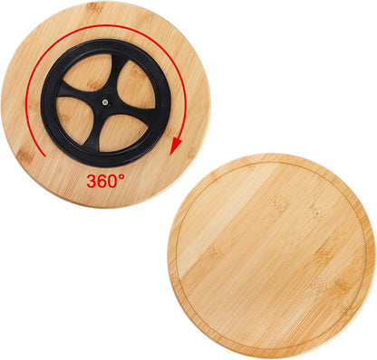 AVLA 11" Ceramic Divided Serving Dishes, Lazy Susan Party Appetizer Platter, 6 Removable Snack Bowl with Rotatable Bamboo Tray, Porcelain Relish Tray for Chips and Dips, Candy, Nut, Condiment, Veggie
