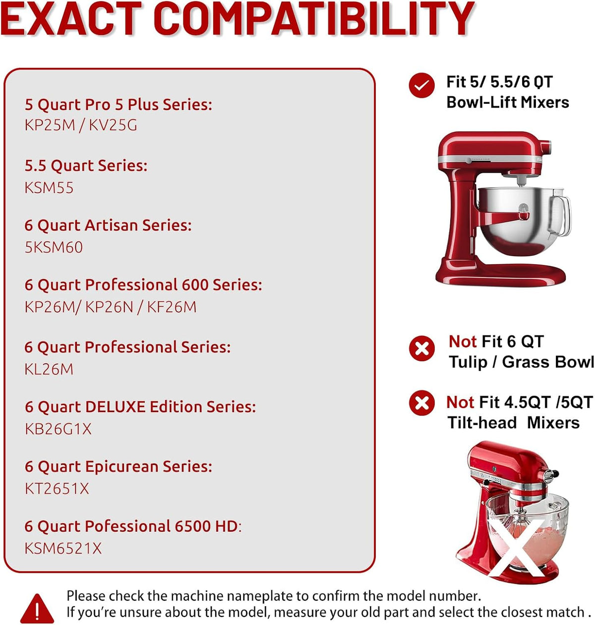 K45WW 6 Wire Whip Attachment for KitchenAid 4.5 5 Quart Tilt-Head Stand Mixer, Dishwasher Safe, Stainless Steel Whisk for Kitchen Aid Mixer Accessory Replacement Parts