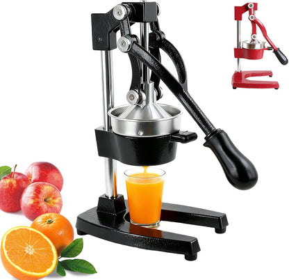 Kitchen Cast Iron Juicer - Easy-to-Clean Heavy-Duty Manual Juicer, Professional Citrus Juicer - Stainless Steel Lemon Squeezer - Manual Citrus Press & Orange Squeezer - Orange Juicer (Red)