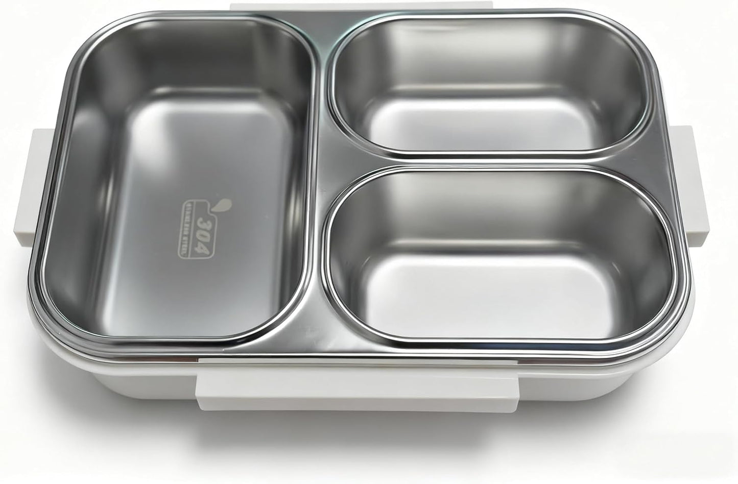 25oz 18/8 Stainless Steel Lunch Box Kit (Bento Box + Fork/Spoon) - 3 Leakproof Compartments - Metal Snack Box for Kids & Adults - School/Office/Travel - Dishwasher Safe (Beige)
