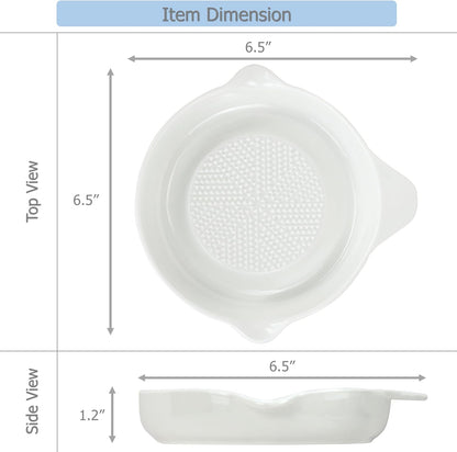 EIKS Ceramic Ginger Grater Plate, Grinding Dish, Kitchen Cooking Prep Tool