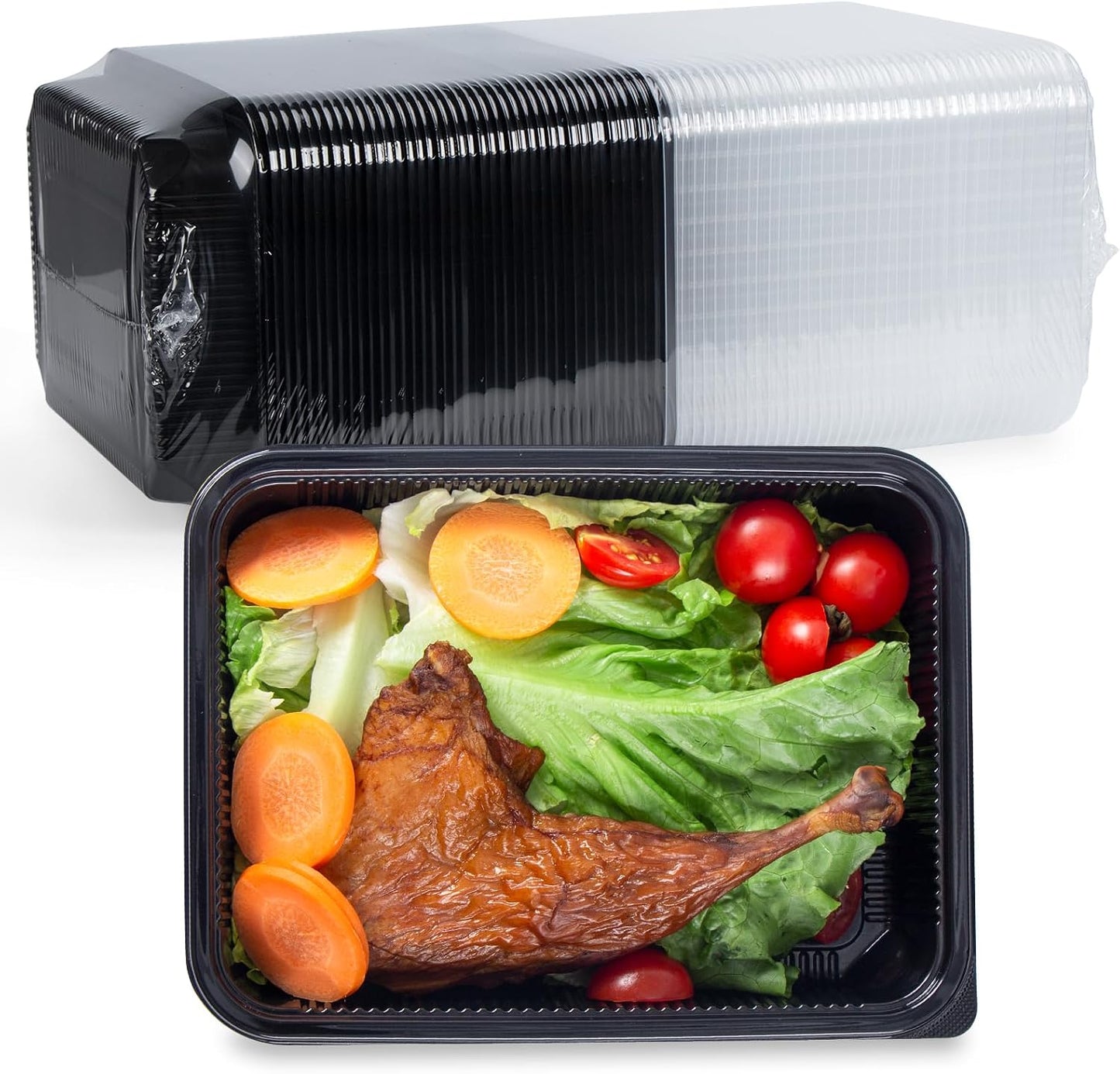 YANGRUI Meal Prep Container with Lid 40 Pack 34 oz - Reusable 4 Compartment Quad Seal Leak Defense Food Containers | BPA Free Flexible PP Plastic | Shrink Wrap Microwave & Dishwasher Safe Takeout Box