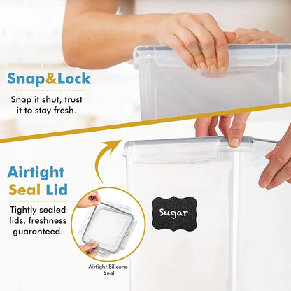 Shazo 2 PC (9.5L | 321 Oz) Extra Large Bulk Food Storage Containers with Airtight Lids for Flour, Sugar, Rice, Cereal & Pasta - Leakproof, BPA-Free Plastic Canisters for Kitchen & Pantry Organization