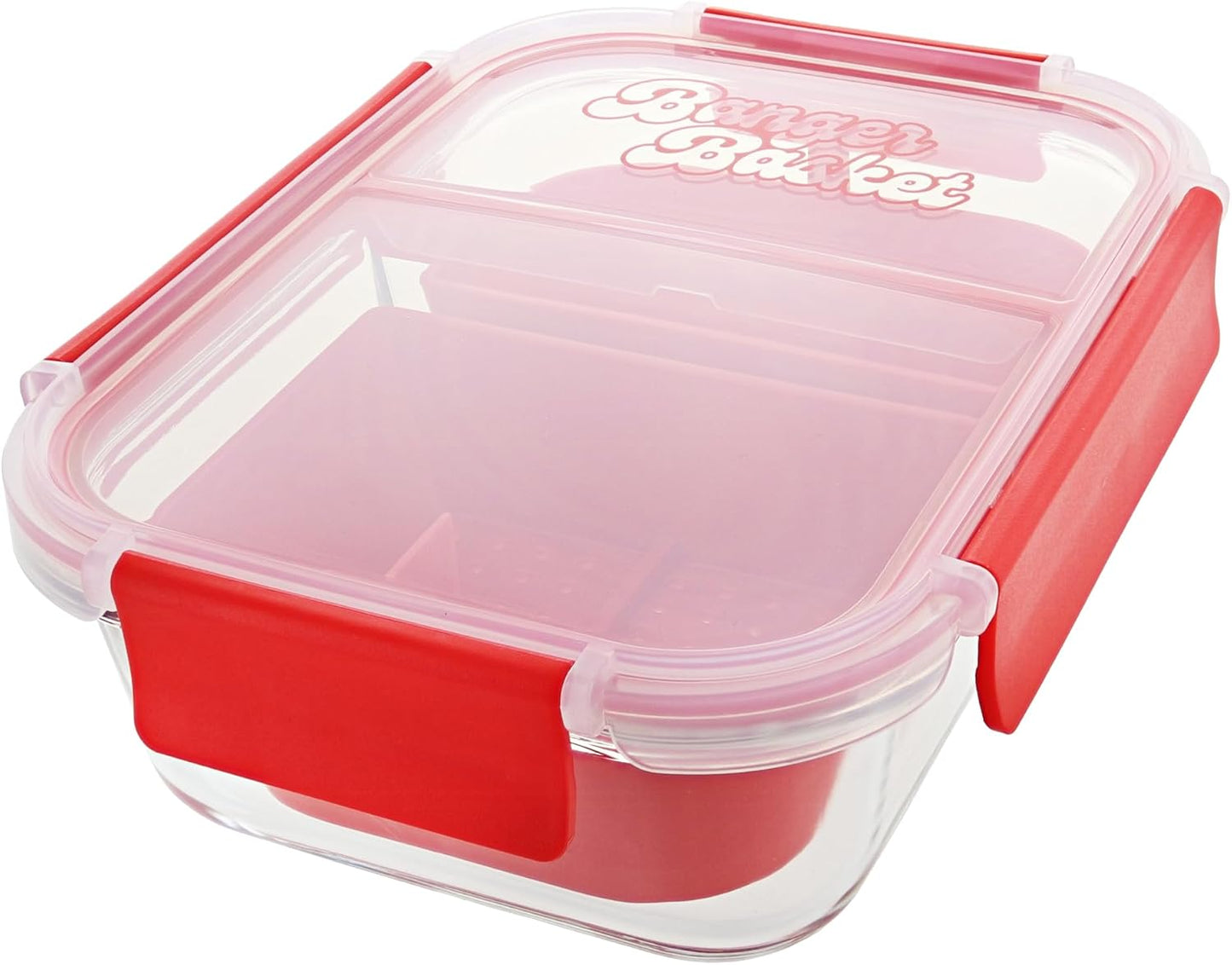 Two Compartment Borosilicate Glass Container Cleaning Tool with Sealable Lid (Full Melt Sand)