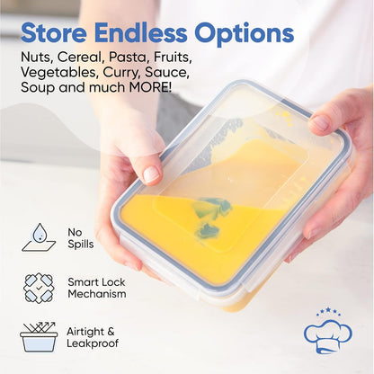 Chef's Path 28 Piece Airtight Food Storage Containers with Easy Snap Lids, 14 Containers and Lids, Stackable Kitchen and Pantry Canisters for Coffee, Meal Prep and Food Storage -Transparent