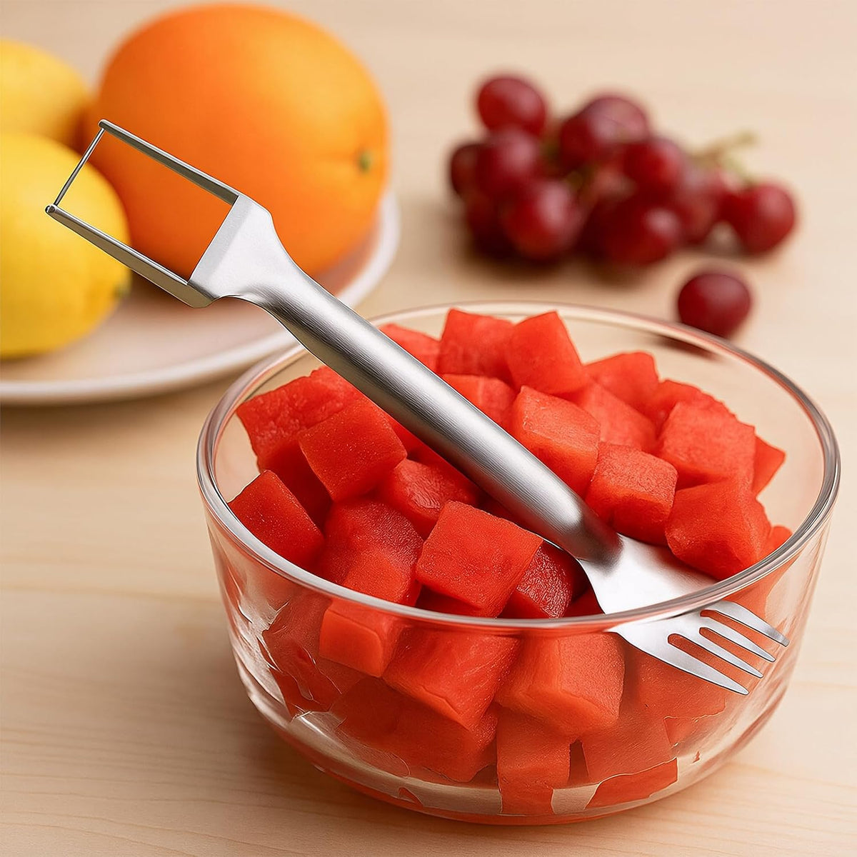 2PCS Watermelon Cutter Slicer,2-in-1 Stainless Steel Fruit Fork for Kitchen