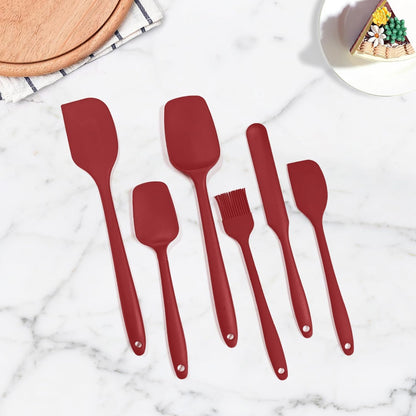 6 Pieces Silicone Spatula Set, Rubber Spatulas Silicone Heat Resistant Spatula Set for Kitchen Use, Food Grade Rubber Spatula with Ergonomic Grip, Cooking, BPA Free Dishwasher Safe(black)
