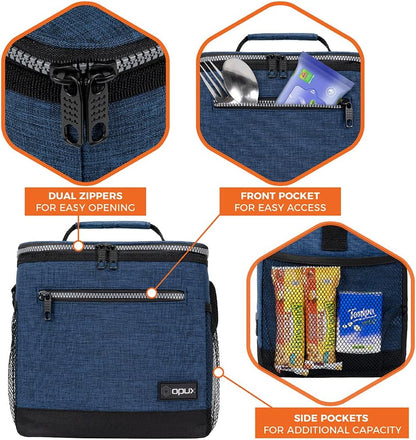 opux Insulated Lunch Box Men Women, Lunch Bag for Work School, Leakproof Soft Cooler Tote Adult, Large Lunch Pail Kids Boys Girls, Picnic Beach Food Bag with Shoulder Strap, Purple Floral