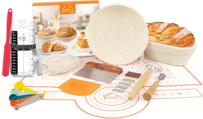 Sourdough Baking Kit, 2 Oval Banneton Proofing Basket Set