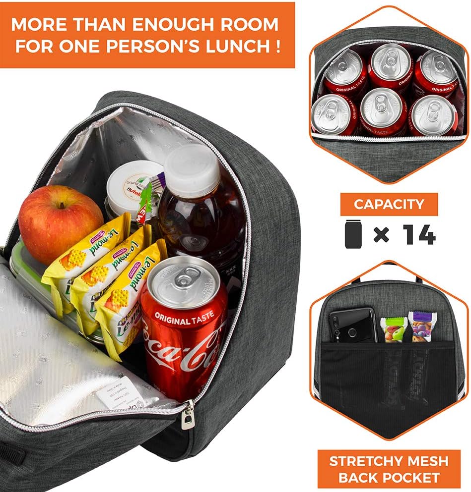 opux Lunch Box for Girls Boys Kids, Insulated Leakproof Lunch Bag, Reusable Teen Lunch Boxes for School, Medium Large lunchbox for Women Men Adult for Work with Front Back Pocket (Purple)