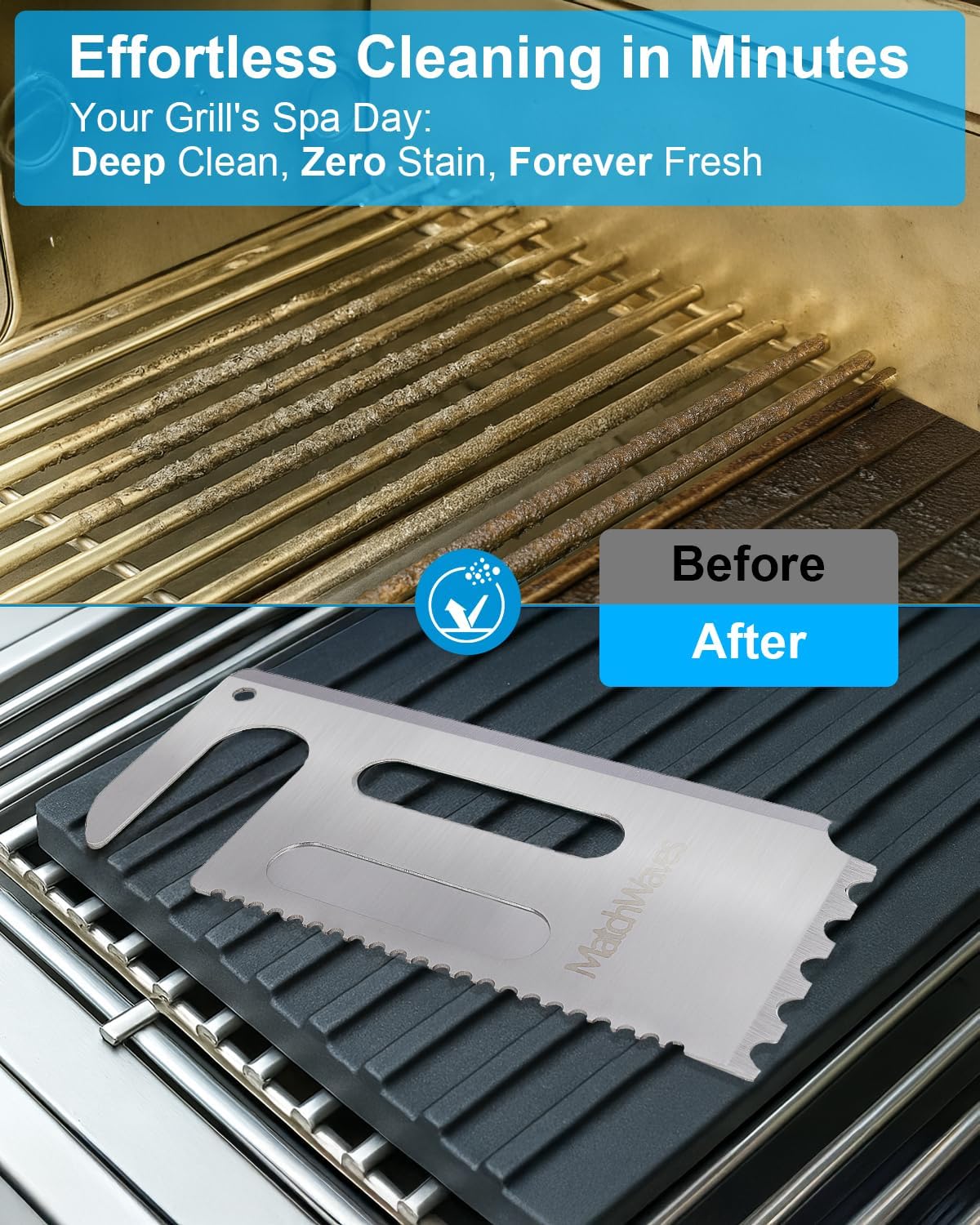 Grill Scraper for Traeger Grills, Grill Grate Cleaner - Safe Bristle-Free Grill Cleaning Tool