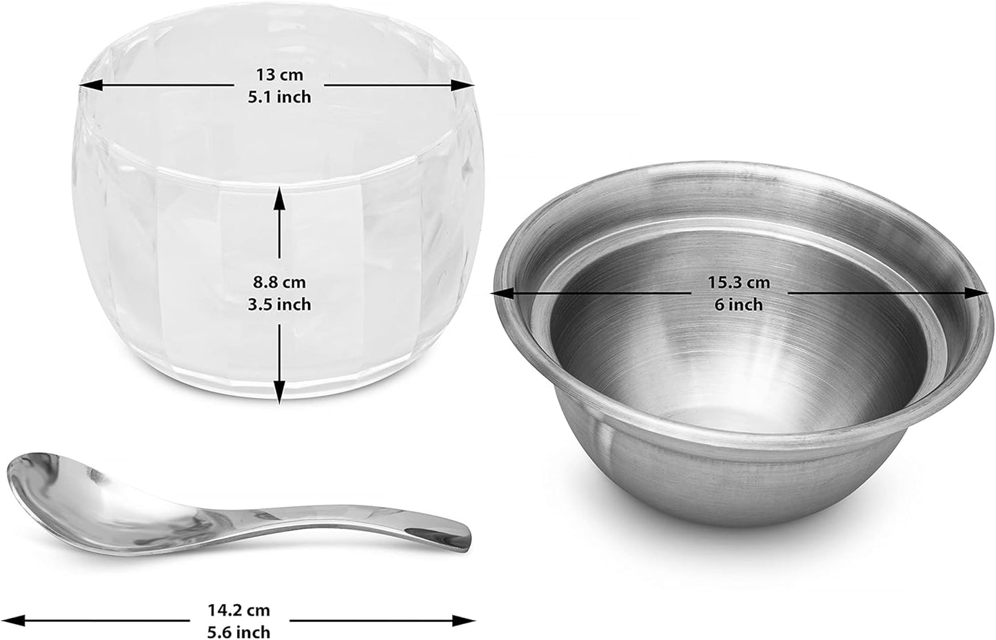 Dip Bowl On Ice- Chip and Dip Serving Set - Stainless Steel Chilled Serving Dish with 22 oz. Acrylic Ice Bowl - Perfect for Cold Shrimp, Guacamole, Dips