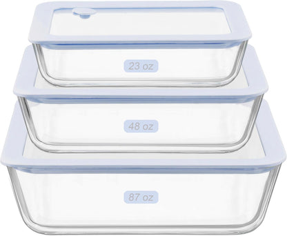 Urban Green Glass Food Container Set with Glass Lid, 5 Pack, Meal Prep Containers with Silicone Framed Airtight Lid, Leakproof, 100% Plastic Free