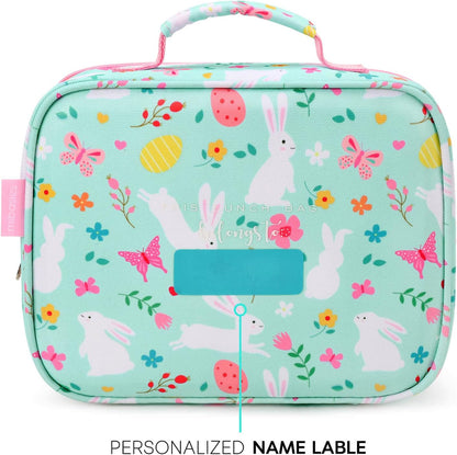 mibasies Kids Lunch Box for Girls Toddler, Insulated and Reusable Lunch Bag for School, Pink Rainbow