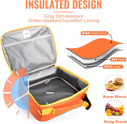 Genteen Lunch Box Kids, Insulated Lunch Bag Kids Boys Girls Back to School, Soft Lunch Box for Men Reusable Lunchbox for Office,Outdoor,School (Black)