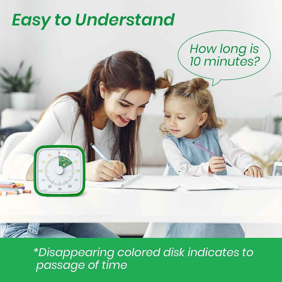 Yunbaoit Rainbow Visual Timer for Kids, 60-min Countdown Timer, Blue