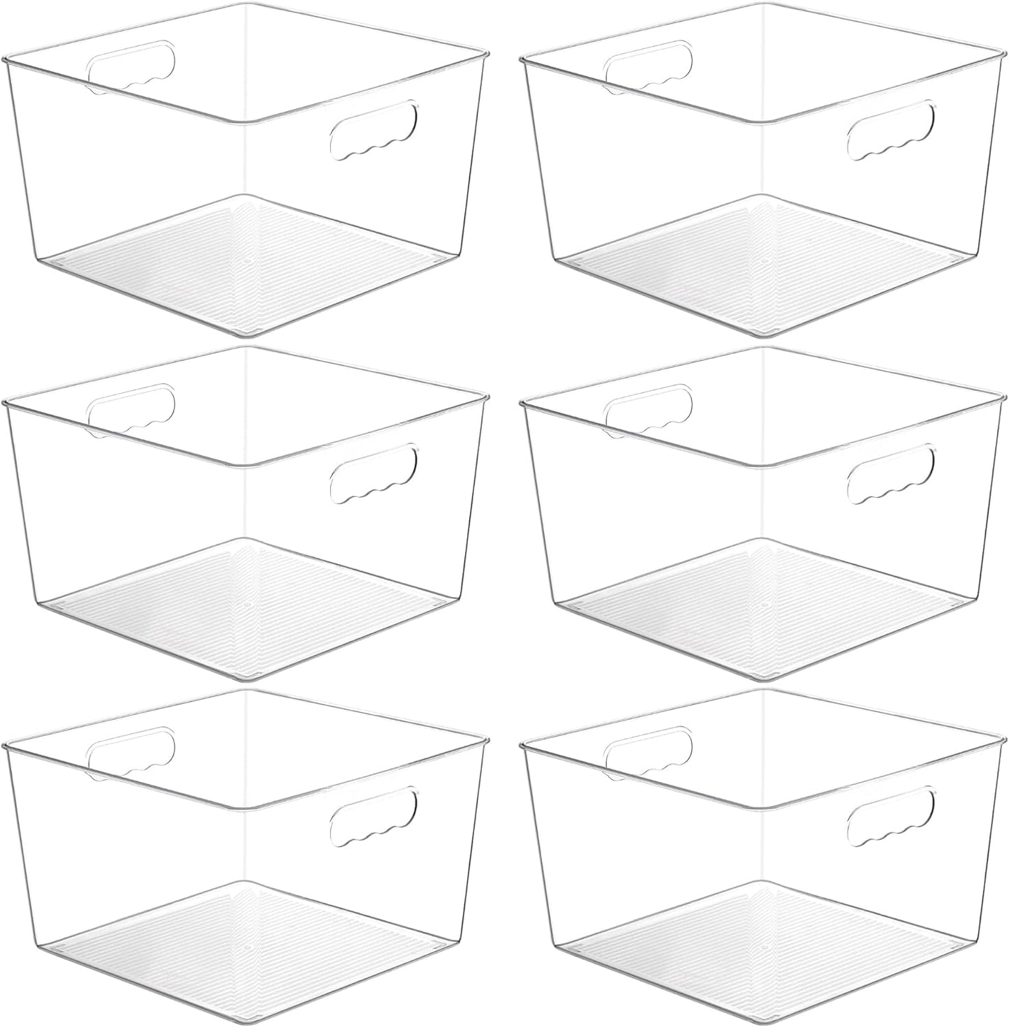 Vtopmart 4 Pack Extra Large Clear Plastic Storage Bins,11x11 Cube Acrylic Organizer Square Containers with Handle for Pantry,Closet,LaundryRoom,Kitchen,Bathroom,UnderSink Organization