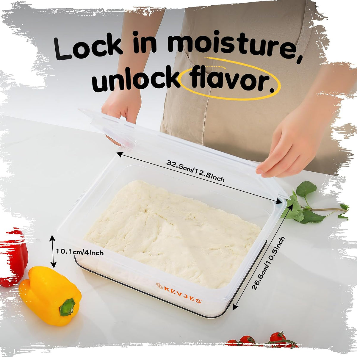 6L Clear Dough Proofing Container with Level Tracking Band, Holds Up to 3000g of Sourdough and Pizza Dough, Bulk Fermentation Rising Box with Lid, BPA-Free, Stackable & Dishwasher Safe
