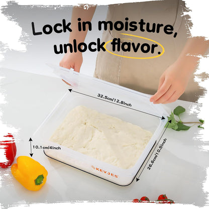 6L Clear Dough Proofing Container with Level Tracking Band, Holds Up to 3000g of Sourdough and Pizza Dough, Bulk Fermentation Rising Box with Lid, BPA-Free, Stackable & Dishwasher Safe