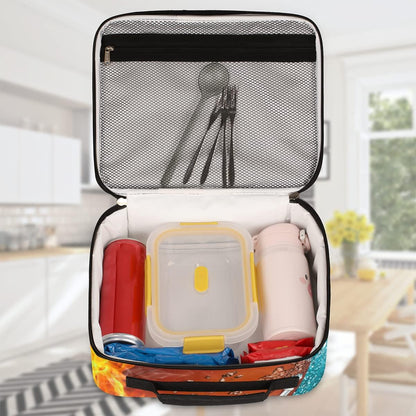 Kids Lunch Box for Boys Girls Black Red Sport Basketball Insulated Lunch Bag Reusable Small Cooler Bag Meal Containers Tote Kit for School Travel Women Men