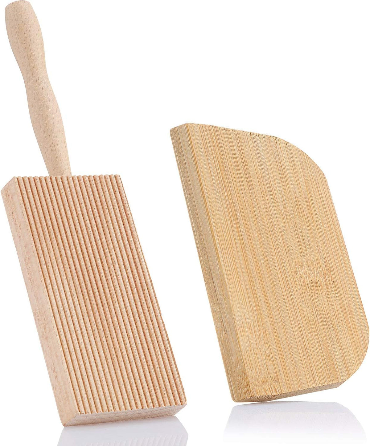 Patelai 8 Inch Gnocchi Board Wood Pasta Making Board with Dough Scraper