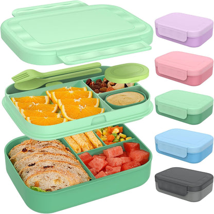 Caperci Bento Box for Kids - Stackable Leakproof Multiple Compartments Lunch Containers for Kids with Sauce Container, 5.8 Cups, Idea for School, On-the-go, Built-in Utensil Set, BPA Free (Purple)