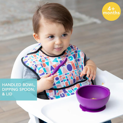 Bumkins Baby Bowl, Silicone Feeding Set with Suction for Baby and Toddler, Includes Spoon and Lid, First Feeding Set, Training Essentials for Baby Led Weaning for Babies 4 Months Up, Sage