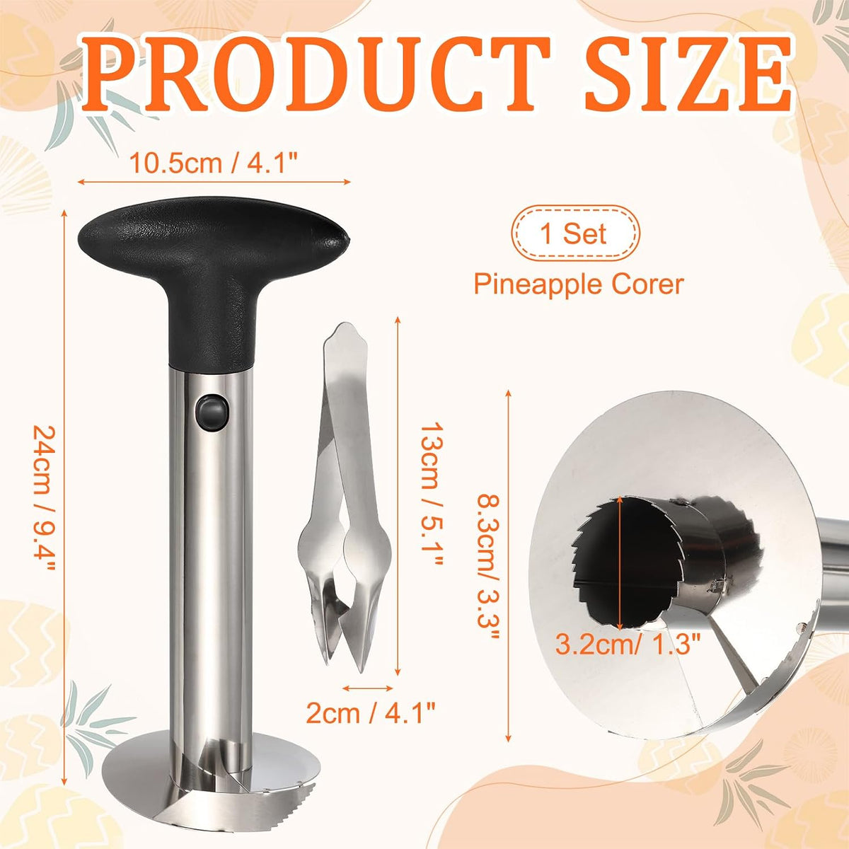 uxcell Pineapple Corer and Slicer Set 9.4x4.1" Stainless Steel Light Purple
