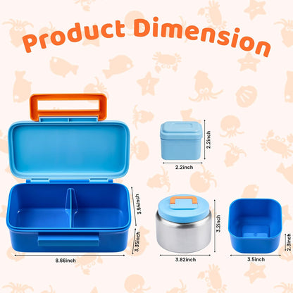 JXXM Bento Lunch Box for Kids With 8oz Thermo, Leakproof Bento Box with with 2 Compartments, Insulated Bottle, Lunch Bag, BPA Free Dishwasher Safe for School Girls Boys (Pink)