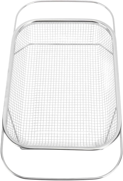 Over The Sink Colander, Stainless Steel Expandable Baskets with Handles Rectangle Kitchen Fine Mesh Strainer Basket for Strain Drain Rinse Fruits Vegetables (Gold)