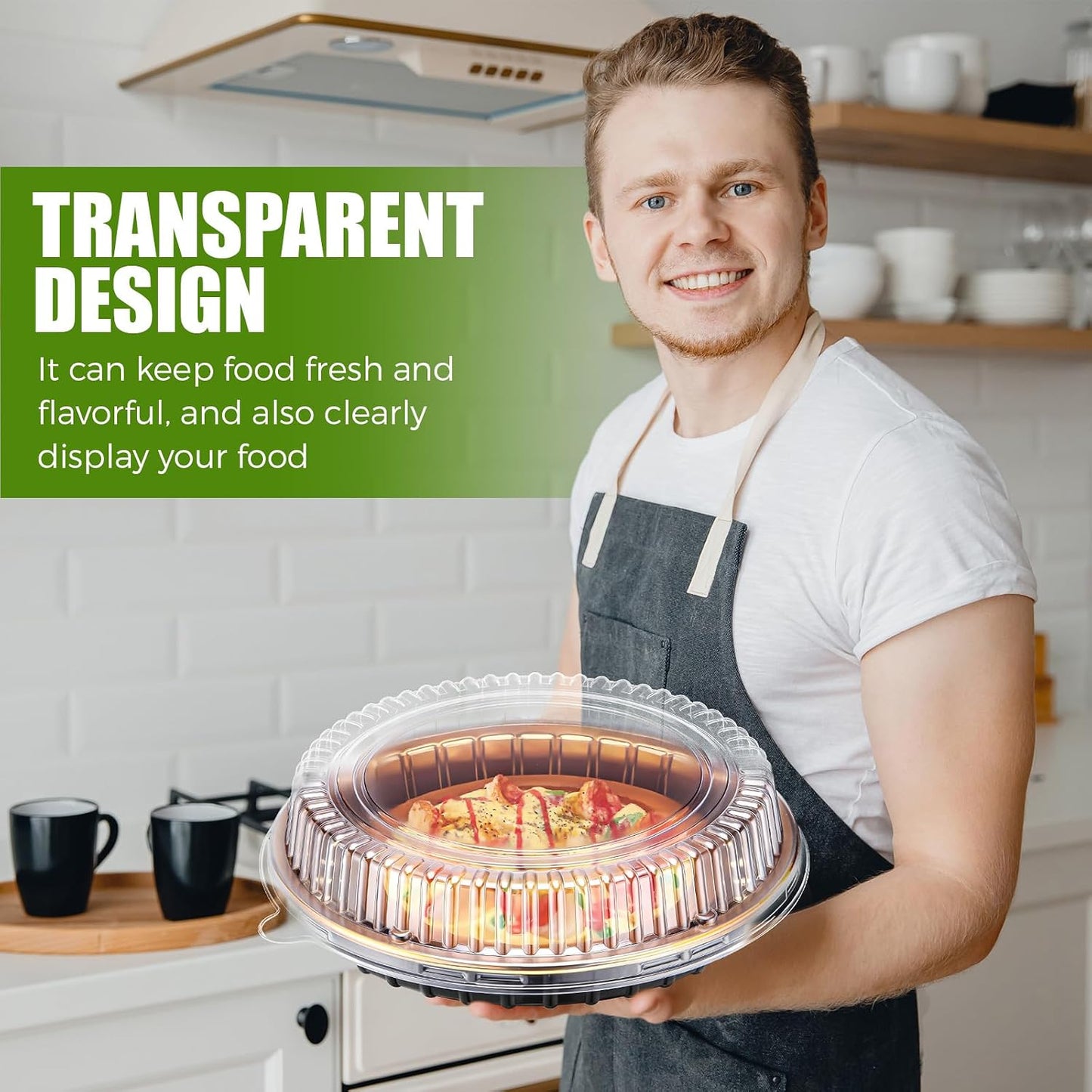 Vesici 30 Pcs 9'' Plastic Pie Containers Disposable Clear Dessert Containers with Lids Round Pie Keeper Clamshell Takeout Food Carrier for Takeout Boxes Food Cake Doughnut Storage