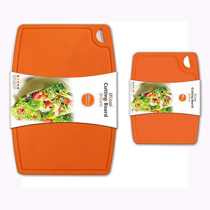Liflicon Thick Cutting Boards for Kitchen Silicone Chopping Board Set of 2 Mid 12.6'' x 9.1”,Mini 9.1”x7.1” Non-slip Deep Drip Juice Groove Easy Grip Handle,Dishwasher Safe-Red