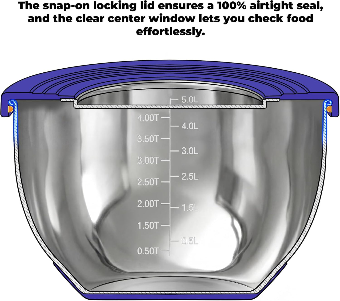 KITEISCAT Stainless Steel Mixing Bowls with Lids – Set of 5 Large Nesting Metal Bowls for Kitchen, Baking, Cooking, Food Prep & Storage, Non-Slip Base, Dishwasher Safe,Khaki