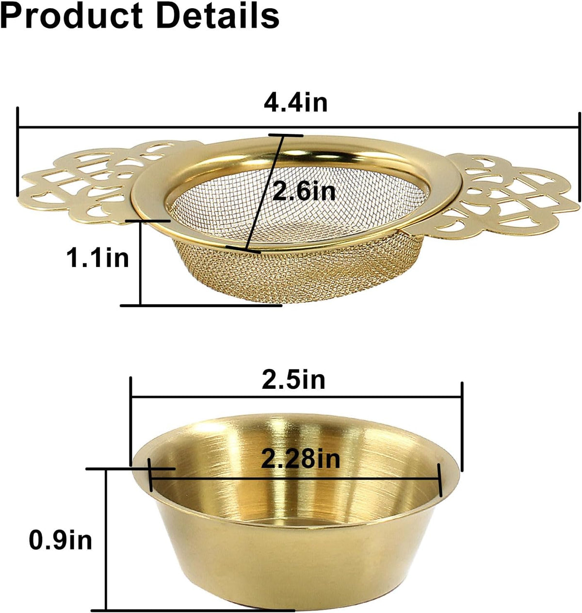2 Pack Tea Strainers, Stainless Steel, Sliver