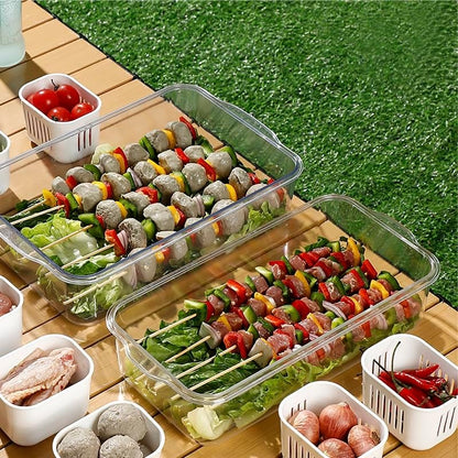 Snackle Box Container, Divided Serving Tray with Lid & Handle Dishwasher Safe, Portable Clear Storage Organizer for Candy Fruits Nuts Snacks Veggie - Perfect for Party, Entertaining, Traveling