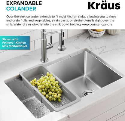 KRAUS Expandable Colander for Kitchen Sink/Over the Sink Colander, Lt Grey