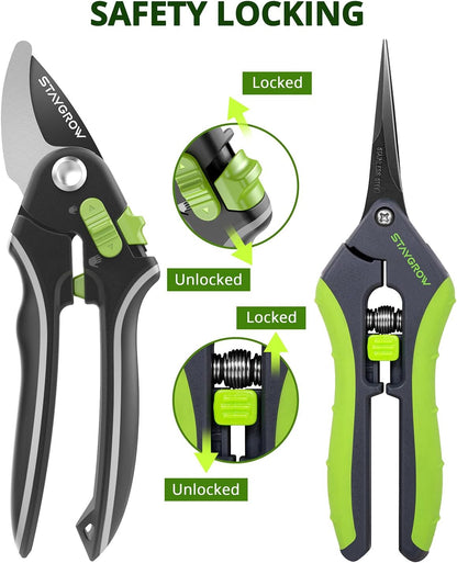 2pcs 6.5" Pruning Shears for Gardening Ultra Sharp Garden Scissors