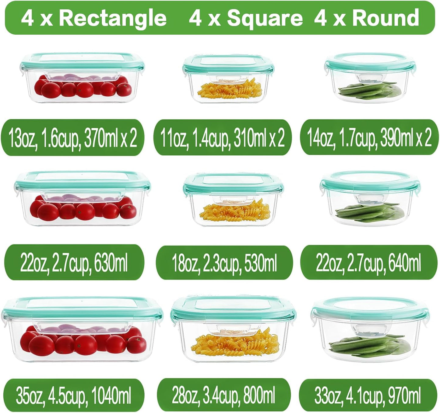 HOMBERKING 24pc Glass Food Storage Containers with Lids, Glass Meal Prep Containers, Airtight Bento Boxes, BPA Free & Leak Proof, Pantry Kitchen Storage(12 lids & 12 Containers) - Purple
