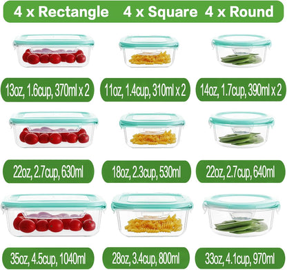 HOMBERKING 24pc Glass Food Storage Containers with Lids, Glass Meal Prep Containers, Airtight Bento Boxes, BPA Free & Leak Proof, Pantry Kitchen Storage(12 lids & 12 Containers) - Purple