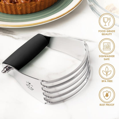 Zulay Premium Multi-purpose Stainless Steel Bench Scraper & Chopper, Easy to Read Etched Markings for Perfect Cuts, Quick & Easy Multi-use Dough Scraper, Dough Cutter & Pastry Scraper (Black)