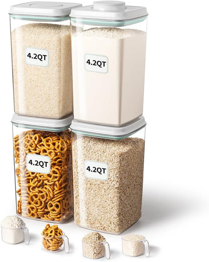 Ankou Food Storage Container Sets, 2.8 Qt *2+ 4.2 Qt *4 Airtight Canisters with Lids and 130ml Scoop, BPA-Free Plastic Pantry Containers for Flour, Sugar, Rice