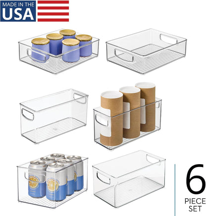 iDesign Stackable Pantry Bins with Handles, 4 Small and 4 Medium Bins, 8 Pack, Clear, Made in USA