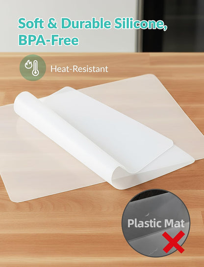 NiHome 2PCS 15.75" x 11.81" Silicone Non-Slip Mat for Cutting Board, Durable Heat-Resistant Kitchen Mat, Silicone Mats for Kitchen Counter, Multi-Purpose Use as Trivet, Coffee or Craft